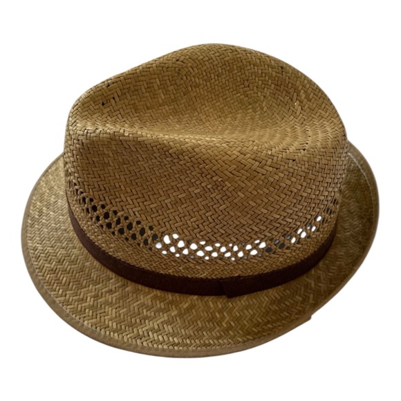 Stylish vintage Brown Straw Fedora Hat - Picture 1 of 4